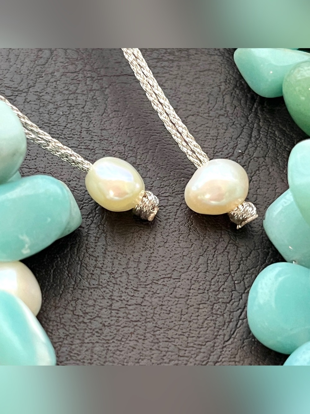 Vintage Larimar Freshwater Pearl Statement Necklace Adjustable 140g - Picture 6 of 8